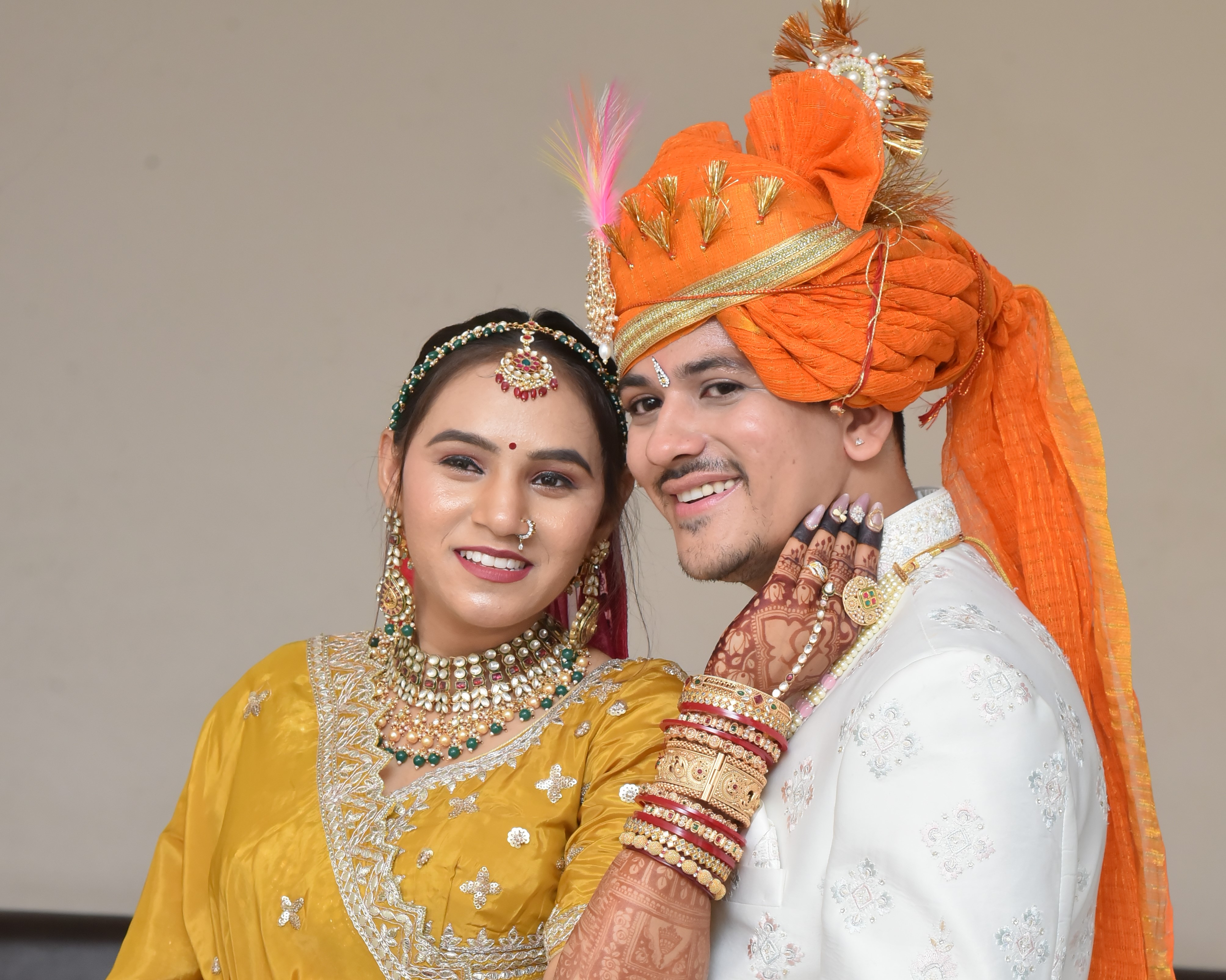 Bride smiling with bouquet
